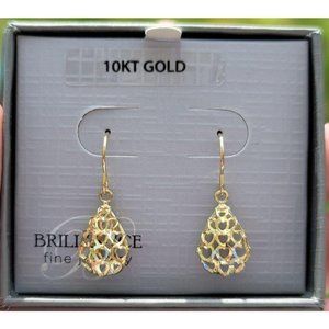 10K Gold Filigree Teardrop Earrings